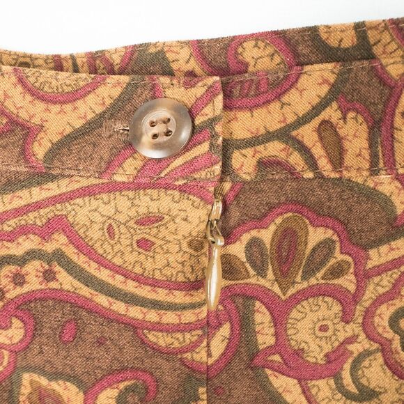 Vintage Studio Works Paisley Moleskin Midi Skirt Large Brown Boho Western Autumn - Picture 12 of 15